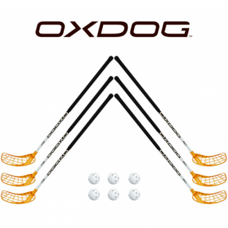 Oxdog RC1 White Floorball Stavsæt - 6 stave inkl. 6 bolde