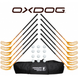 Oxdog RC1 Orange Floorball Stavsæt - 12 stave inkl. 12 bolde og en toolbag