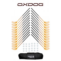 Oxdog RC1 Orange Floorball Stavsæt - 24 stave inkl. 24 bolde og en toolbag