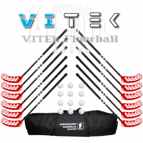 Vitek Exercise v.2 shiny Floorball Stavsæt - 12 stave inkl. 12 bolde og toolbag