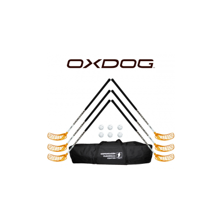 Oxdog RC1 White Floorball Stavsæt - 6 stave inkl. 6 bolde