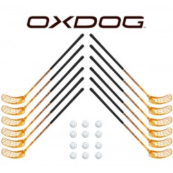 Oxdog RC1 Orange Floorball Stavsæt - 12 stave inkl. 12 bolde