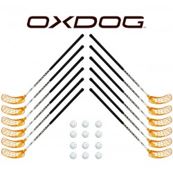 Oxdog RC1 White Floorball Stavsæt - 12 stave inkl. 12 bolde