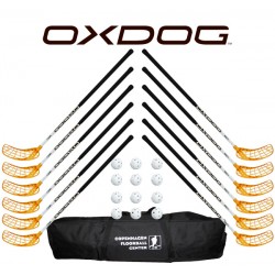 Oxdog RC1 White Floorball Stavsæt - 12 stave inkl. 12 bolde og en toolbag