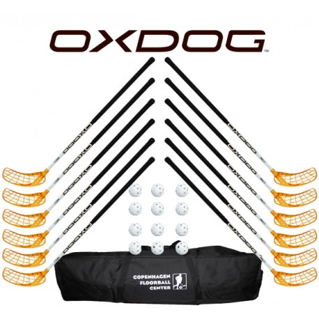 Oxdog RC1 White Floorball Stavsæt - 12 stave inkl. 12 bolde og en toolbag