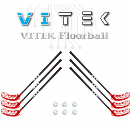 Vitek Exercise v.2 shiny Floorball Stavsæt - 6 stave inkl. 6 bolde