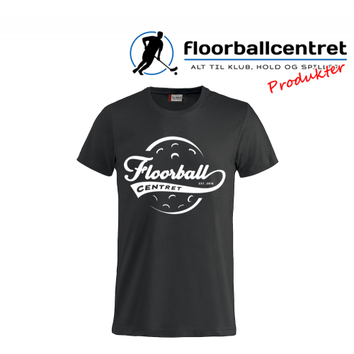Floorballcentret T-shirt - Baseball Logo - sort m. hvid