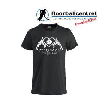 Floorballcentret T-shirt - Floorball Til Jeg Dør - sort m. hvid