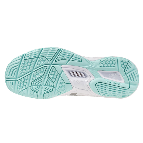 Mizuno Wave Stealth 6 Dame white/blue tint - Billede 3