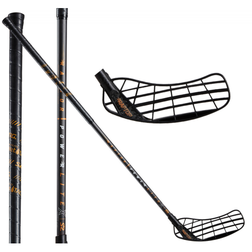 Salming Raptor Powerlite X 27 black raw / gold - Floorballstav