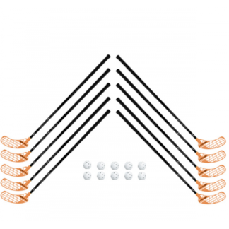 Unihoc Challenger 29 Neon Orange - 10 stave inkl. 10 bolde - Floorball Stavsæt